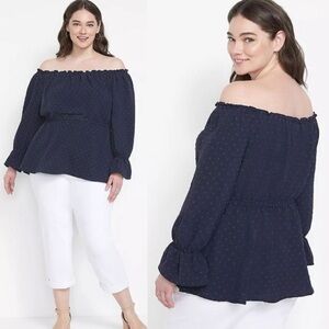 NWT Lane Bryant Clip Dot Off Shoulder Top (Sz 14/16)